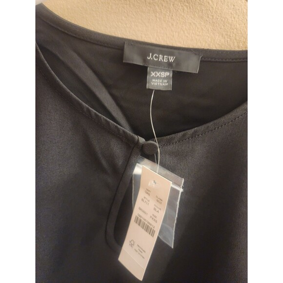 J. Crew Keyhole Puff Sleeve Drapey Crepe Blouse Top Black Size XXSP Petite NWT - Picture 3 of 4